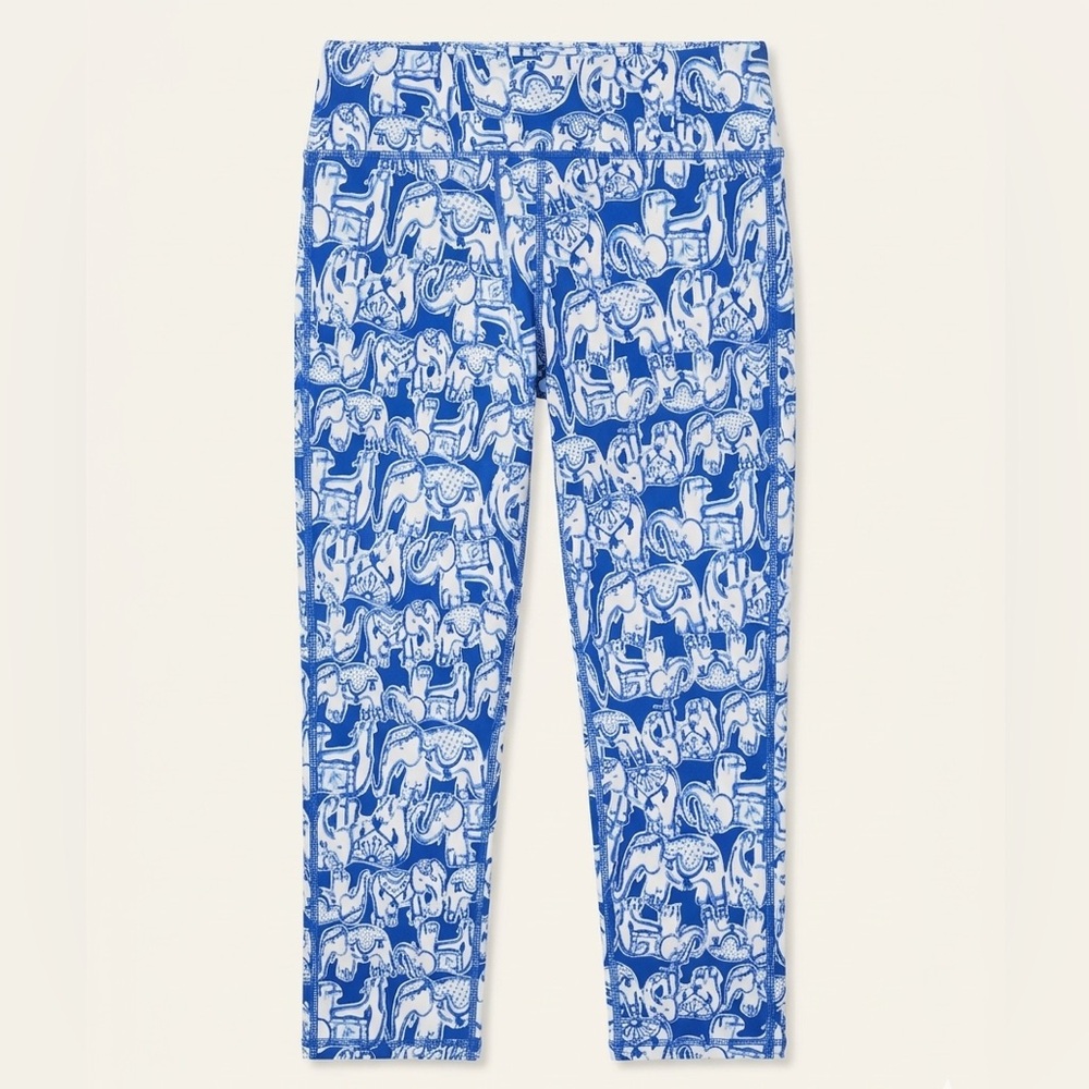 Lilly Pulitzer Luxletic Weekender Cropped Leggings Elephant Get Trunky XL
